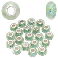 Light Green Flowers Beads For Bracelets & Necklaces Jewellery Making 20pce Pack