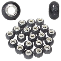 Black Glitter Beads For Bracelets & Necklaces Jewellery Making 20 Piece Pack