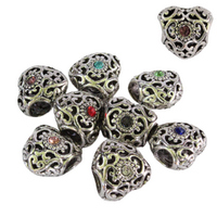 Silver Hollow Heart Beads, Bracelets & Necklaces Jewellery Making 8pcs in Pack