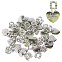 Silver Heart Charms Beads, Bracelets & Necklaces Jewellery Making 20pce Pack