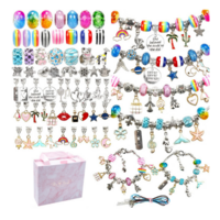 Jewellery Bracelet & Necklace Making Kit 125 Pieces Charms & Beads In Gift Box
