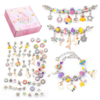 Jewellery Bracelet Making Kit 66 Piece Rainbow Colours Unicorn Charms & Beads