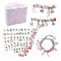 Jewellery Bracelet Making Kit 68 Piece Pink Girly Charms & Beads