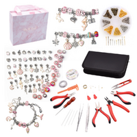 Pink Jewellery Making Kit 912pce with Beads, Tools, Accessories, Wallet & Gift