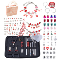 Red Jewellery Making Kit with Christmas Beads, Tools, Accessories, Wallet & Gift