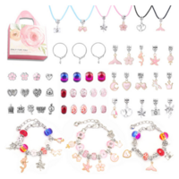Jewellery Bracelet & Necklace Making Kit 51 Piece Pink Love Charms & Beads