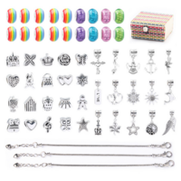 Jewellery Bracelet Making Kit Diy 56 Piece Adult Charms & Beads in Gift Box