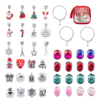 Jewellery Bracelet Making Kit Diy 44 Piece Christmas Themed Charms & Beads Gift