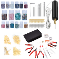 Jewellery & Earring Making Kit 16x Crystals, Drill & Gold Hardware Set in Wallet