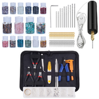 Jewellery Earring Making Kit 16x Crystals, Drill & Silver Hardware Set in Wallet
