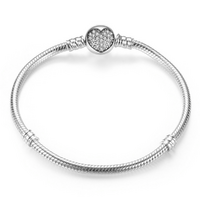 Love Heart Pendant 17cm Snake Chain Bracelet Silver Jewellery Accessory 1 Piece