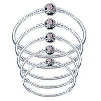 Bracelet Set 5 Sizes Love Heart Pendant Snake Chain Silver Jewellery Accessory