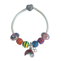 20cm Rainbow Bracelet Set Gay Pride LGBTQIA+ Charms & Colour Beads Snake Chain