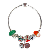 20cm Christmas Bracelet Set Holiday Themed Charms & Colour Beads Snake Chain