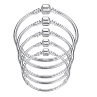 Bracelet Set 5 Sizes Clasp Pendant Snake Chain Silver Jewellery Accessory