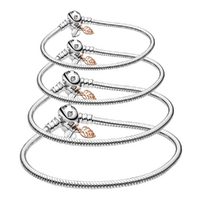 Bracelet Set 4 Sizes Leaf Pendant Snake Chain Silver Jewellery Accessory
