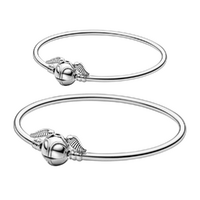 Bracelet Set 2 Sizes Snitch Pendant Snake Chain Silver Jewellery Accessory