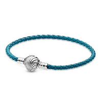 Clam Shell Pendant 17cm Blue Leather Bracelet Jewellery Accessory 1 Piece
