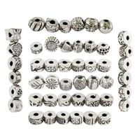 Mixed Silver Etched Clasp Charm Beads 48pce for Bracelets, Jewellery Bundle Set