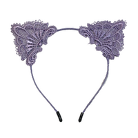 Lace Purple Cat Ears Headband, Dress Up Costume Accessory Kids/Adult Plastic
