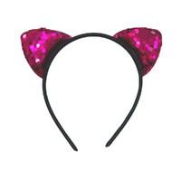 Sequin Pink Cat Ears Headband, Dress Up Costume Accessory Kids/Adult Plastic