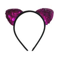 Sequin Purple Cat Ears Headband, Dress Up Costume Accessory Kids/Adult Plastic