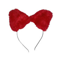 Fluffy Red Cat Ears Headband, Dress Up Costume Accessory Kids/Adult Plastic
