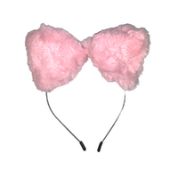 Fluffy Pink Cat Ears Headband, Dress Up Costume Accessory Kids/Adult Plastic