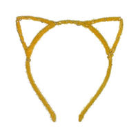 Furry Gold Cat Ears Headband, Dress Up Costume Accessory Kids/Adult Plastic