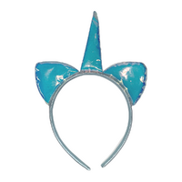 Shiny Light Blue Cat Ears Headband, Dress Up Costume Accessory Kids Plastic