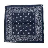 Bandana Navy Blue Modern Paisley 1pce 54cm 100% Cotton Head Wrap Scarf