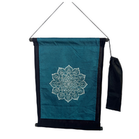48cm Blue Mandala Scroll With Black Back Meditation Banner Wall Hangable