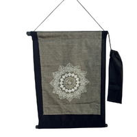 48cm Silver Mandala Scroll With Black Back Meditation Banner Wall Hangable