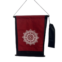 48cm Maroon Mandala Scroll With Black Back Meditation Banner Wall Hangable