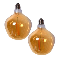Pair of Edison LED Light Globes Ellipsoidal 4 Watt Filament Bulbs 17cm, Set of 2