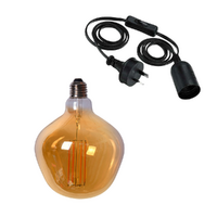 Ellipsoid Edison LED Light Globe & Power Cord Plug In 1.8m E27 4 Watt Bulb 17cm