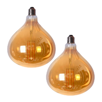 Pair of Edison LED Light Globes Pear 4 Watt Filament Bulbs 20cm, Set of 2