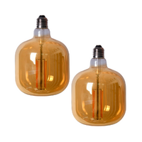 Pair of Edison LED Light Globes Tubular 4 Watt Filament Bulbs 17cm, Set of 2