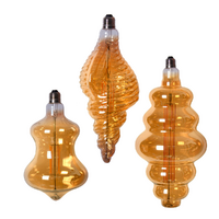 Trio of Spiral Style Edison LED Light Globes Mixed Set, Bulbs Display Bundle