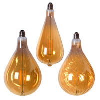 Trio of Pear Shape Edison LED Light Globes Mixed Set, Bulbs Display Bundle