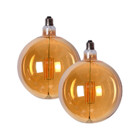 Pair of Edison LED Light Globes Round Large 4 Watt Filament Bulbs 23cm, Set of 2