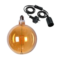 Round Edison LED Light Globe & Power Cord Plug In 1.8m E27 4 Watt Bulb 23cm