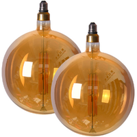 Pair of Edison LED Light Globes Round Oversized 18 Watt Filament Bulbs 40cm, Set of 2