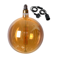 Round Edison LED Light Globe & Power Cord Plug In 1.8m E27 18 Watt Bulb 40cm
