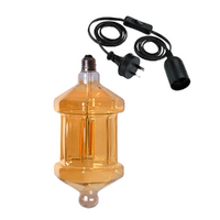 Hexagonal Edison LED Light Globe & Power Cord Plug In 1.8m E27 4 Watt Bulb 27cm