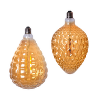 Pair of Ribbed Glass Edison LED Light Globes Mixed Set, Bulbs Display Bundle