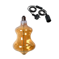 Curved Edison LED Light Globe & Power Cord Plug In 1.8m E27 4 Watt Bulb 25cm