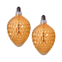 Pair of Edison LED Light Globes Honeycomb 4 Watt Filament Bulbs 25cm, Set of 2
