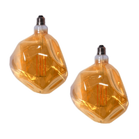 Pair of Edison LED Light Globes Faceted 4 Watt Filament Bulbs 23cm, Set of 2