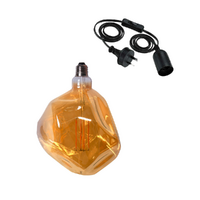 Faceted Edison LED Light Globe & Power Cord Plug In 1.8m E27 4 Watt Bulb 23cm